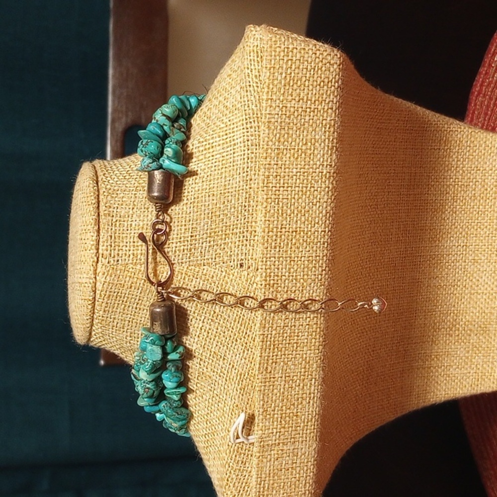 Genuine Turquoise Multi Strand Disc Necklace Stamped 925 - Picture 5 of 9
